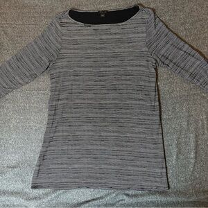 Womens J.Jill Black White Striped Dress 3/4Sleeve, Casual Business, Size Medium